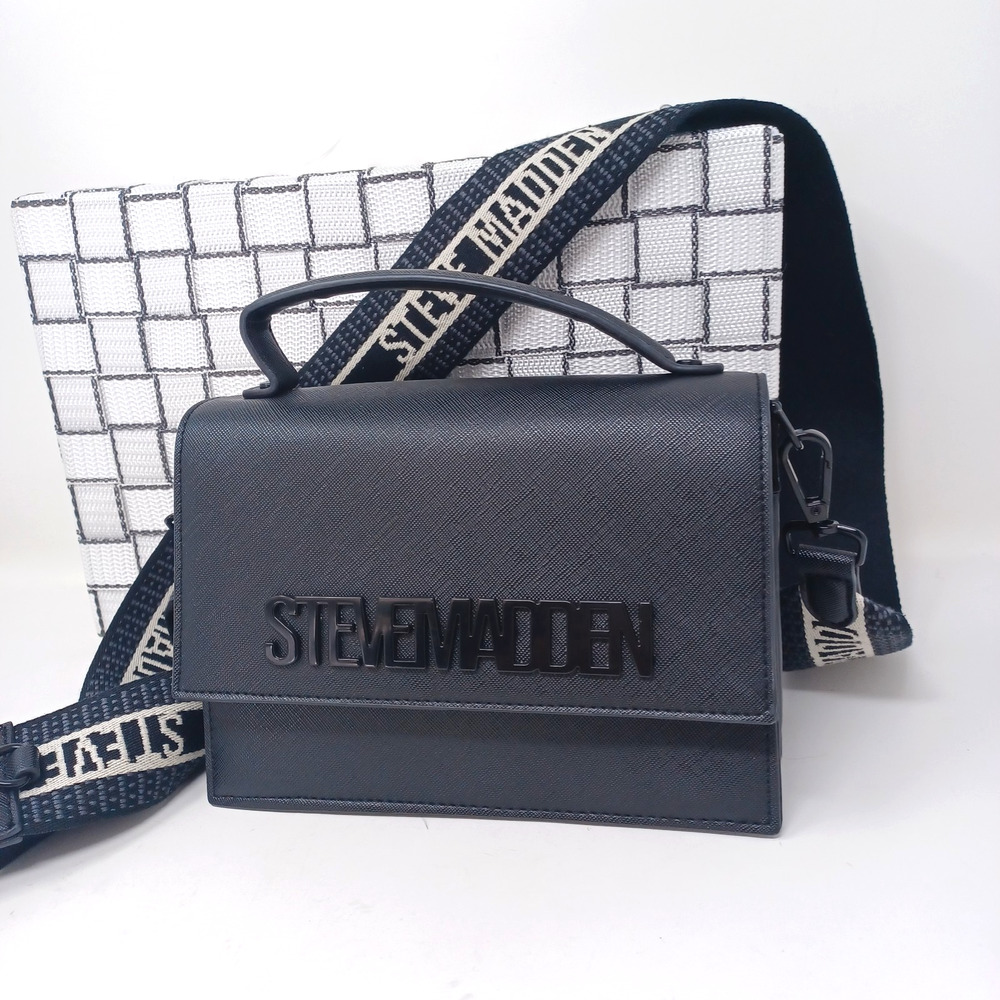 Steve Madden Women's Black Embossed Crossbody Bag